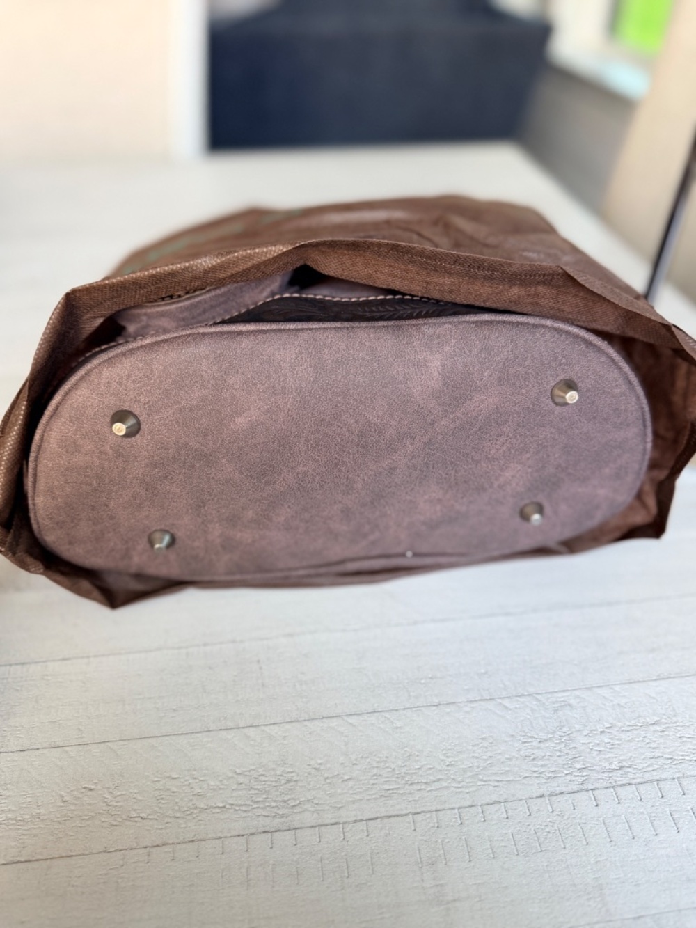 Trinity Ranch Genuine Hair-On Cowhide Tooled Backpack Coffee - Picture 10 of 10